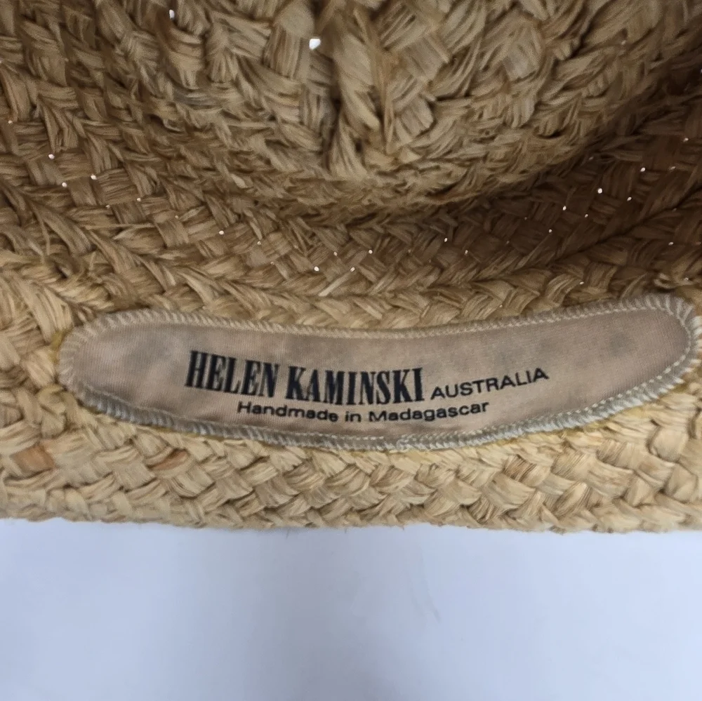 HELEN KAMINSKI HANDMADE RAFFIA STRAW SUN HAT ROLLED BRIM NATURAL WOMEN OS BEACH